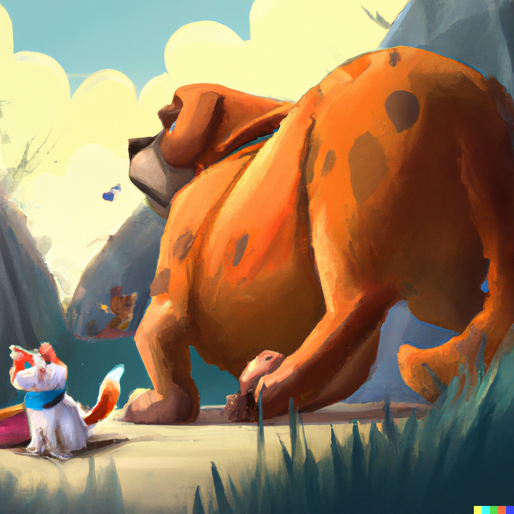 Product Two V1 Alien Big Dogs Running Around Playfully While Dancing And Prancing About With Cats